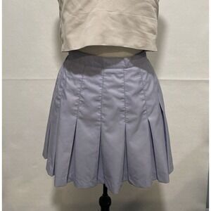 Vintage Pleated‎ Mini Skirt Women's 10 Elastic Waist Short Skirt Lavender Casual